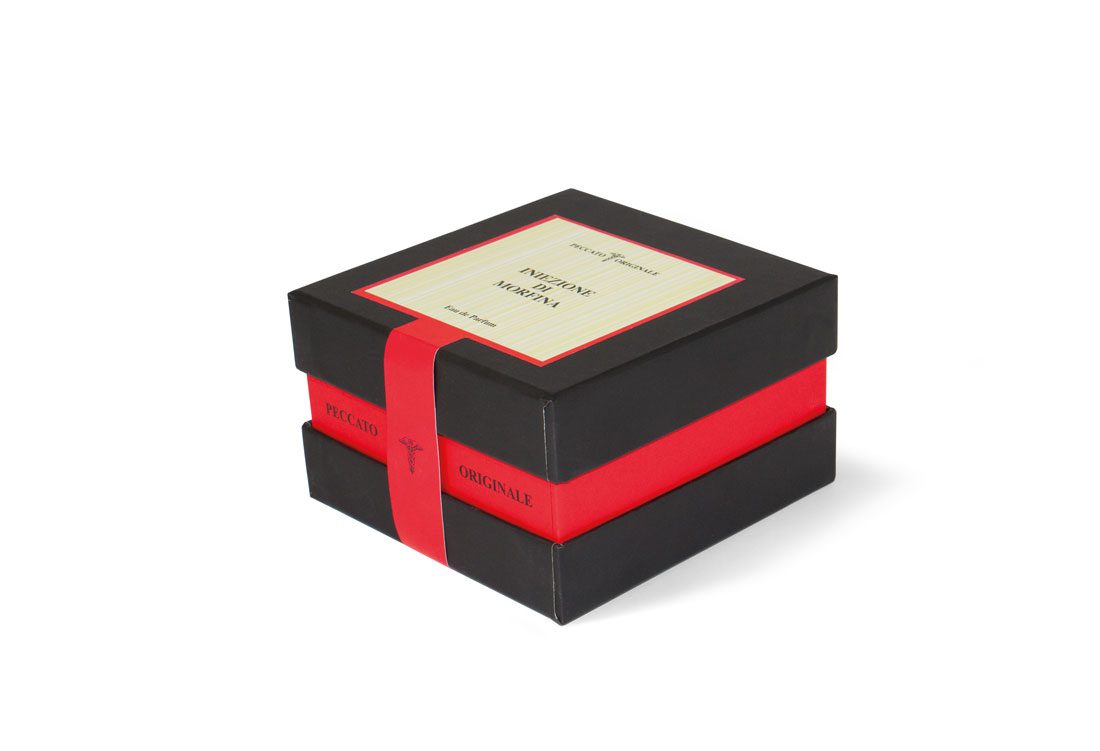 Box for perfume bottle with black foam